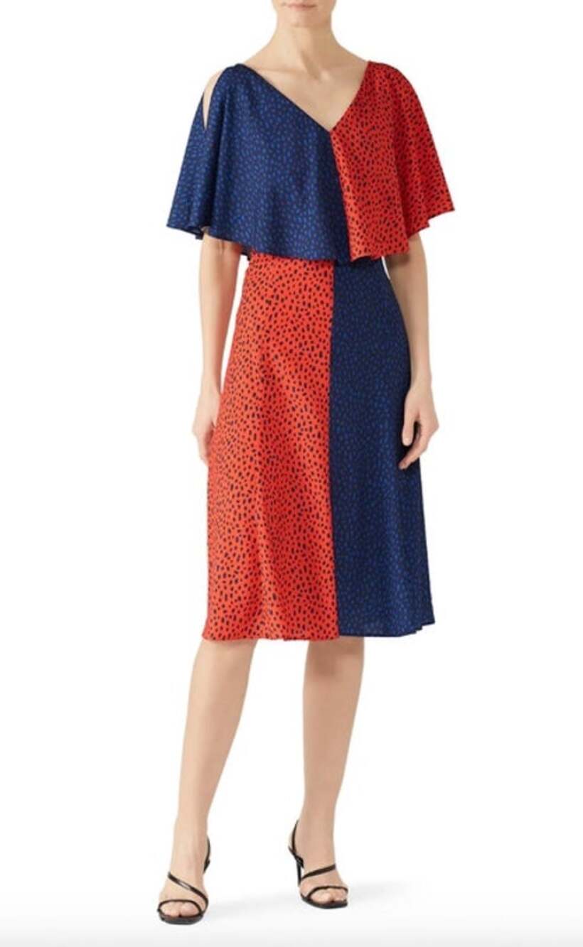 DEREK LAM COLLECTIVE Dress Size 40 / Size 8 US Red Blue Handkerchief